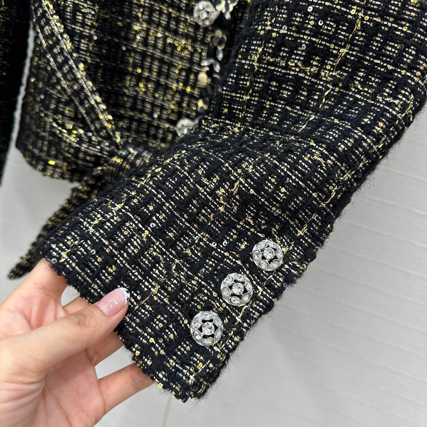 CC 25 Tweed Jacket Black Wool Polyamide
