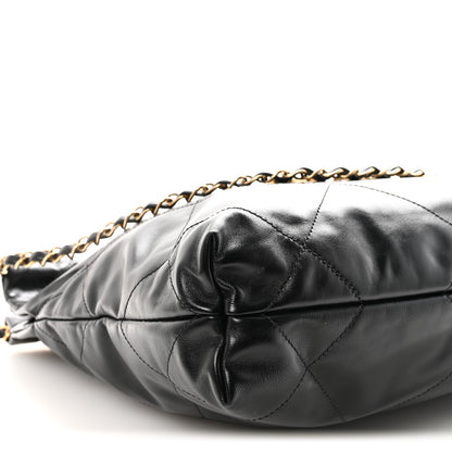 Shiny Calfskin Quilted Small Chanel 22 Black