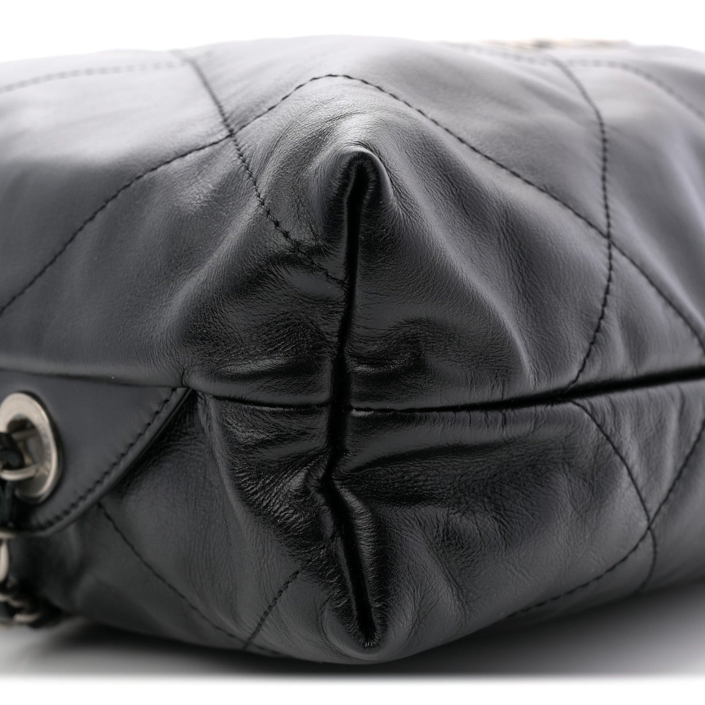 Shiny Calfskin Quilted Chanel 22 Backpack Black