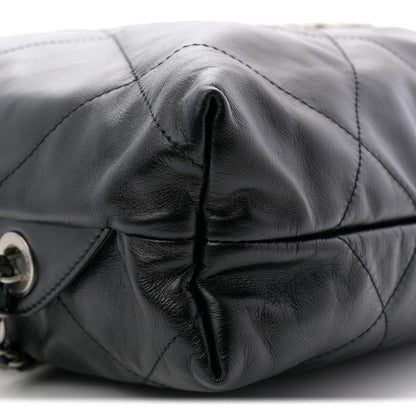 Shiny Calfskin Quilted Chanel 22 Backpack Black