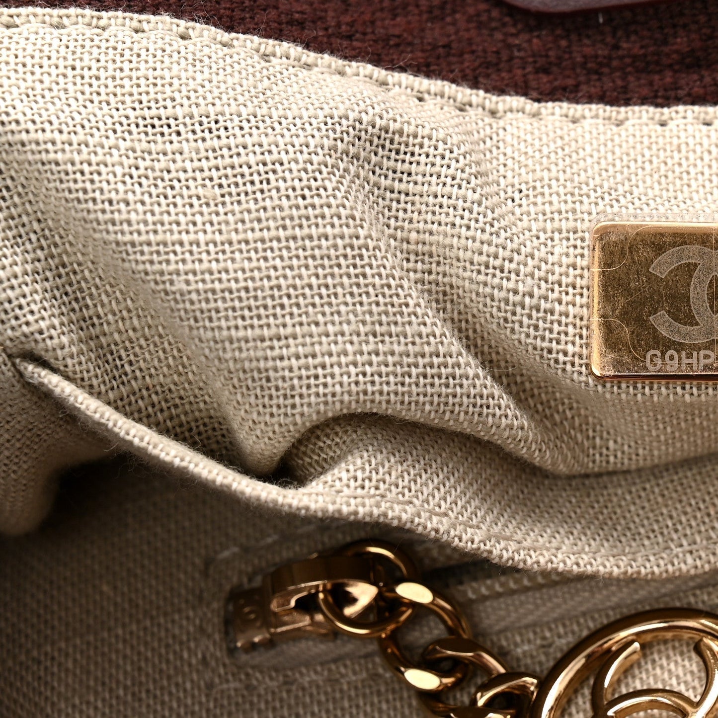 Mixed Fibers Calfskin Small Deauville Tote Burgundy