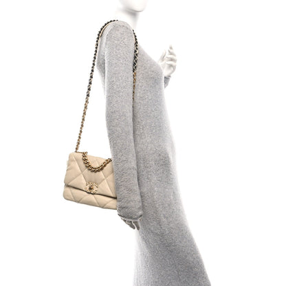 Lambskin Quilted Medium Chanel 19 Flap Beige