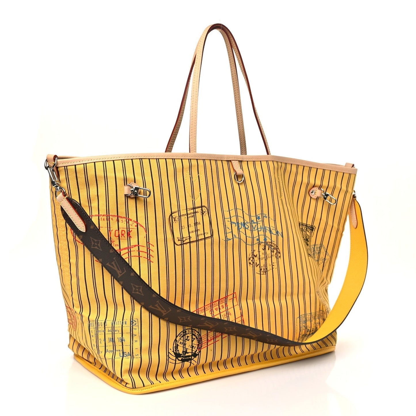 Monogram Stamped Inside Out NYC Neverfull Bandouliere GM Yellow