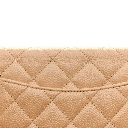 Caviar Quilted Wallet On Chain WOC Beige