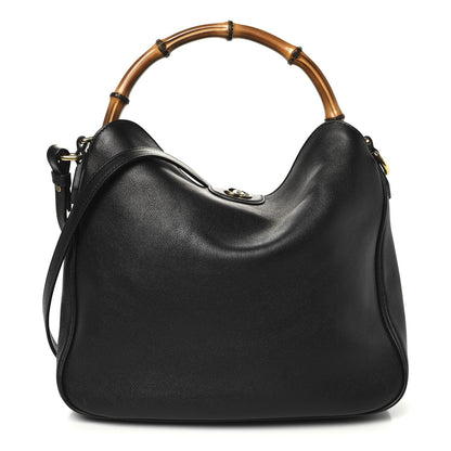 Softy Wonka Textured Dollar Calfskin Medium Diana Shoulder Bag Black