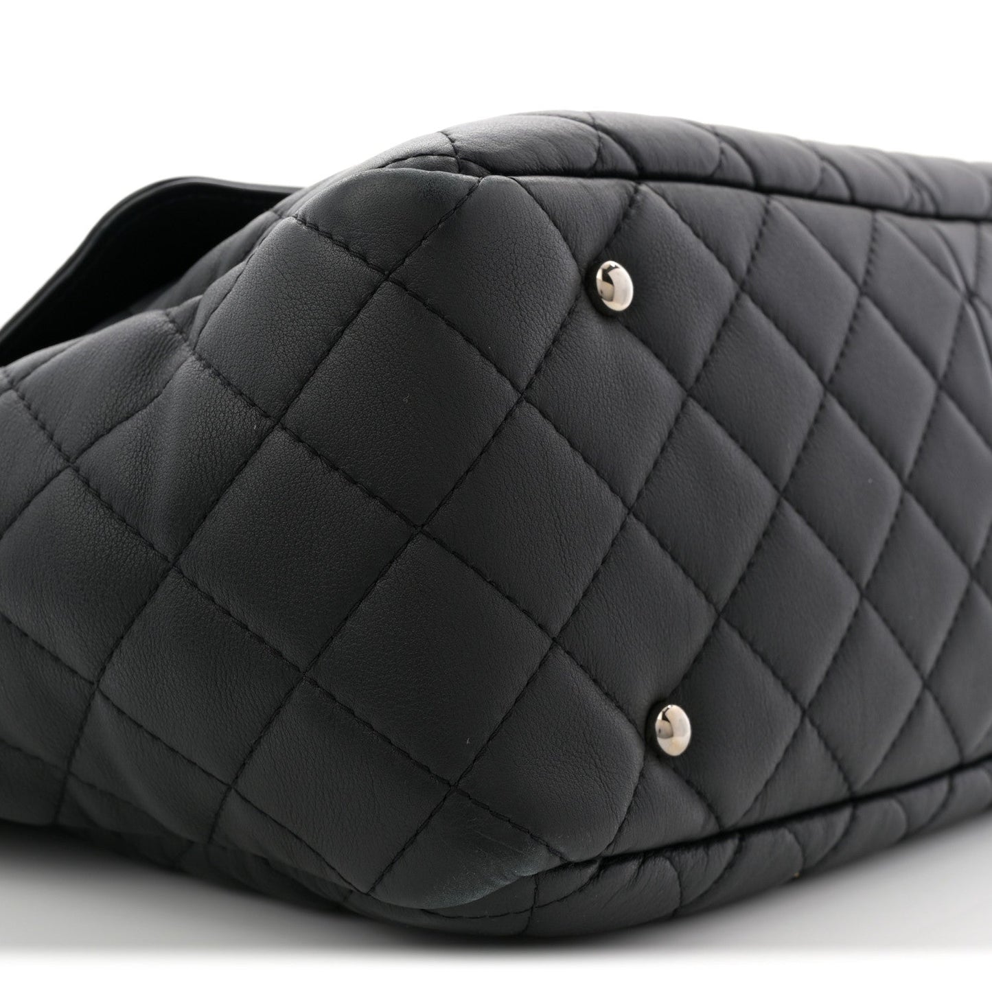 Calfskin Quilted Ultra Pocket Shopping Tote Black
