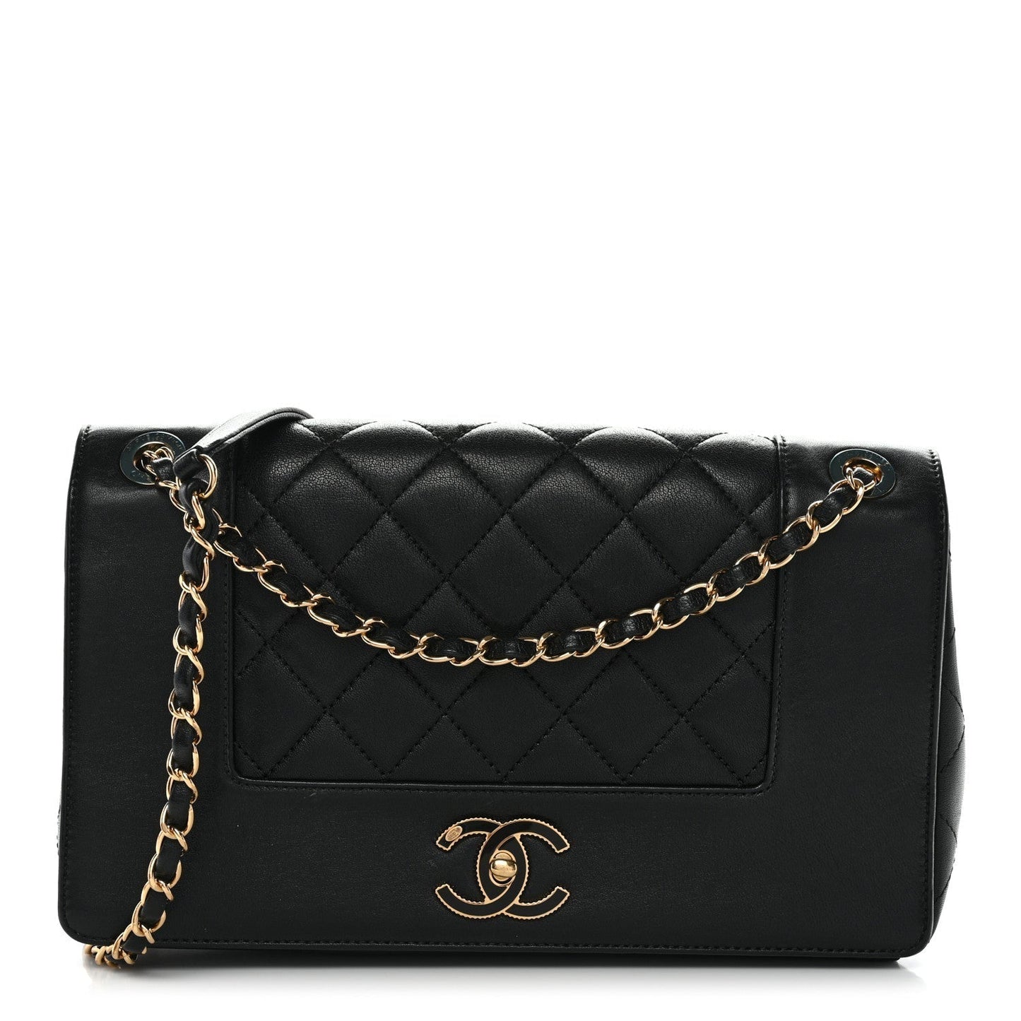 Sheepskin Quilted Vintage Mademoiselle Flap Black