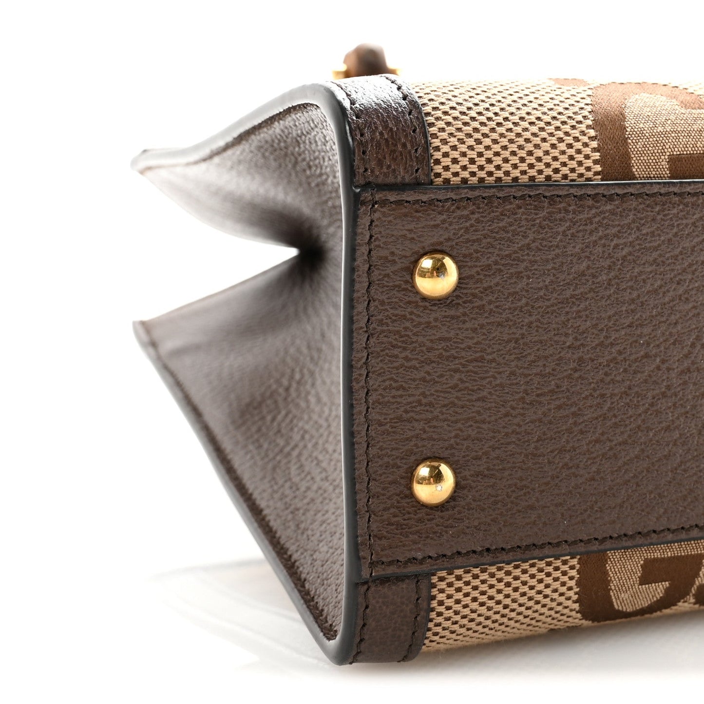 Monogram Jumbo GG Textured Dollar Calfskin Small Diana Tote Bag Camel Ebony New Acero