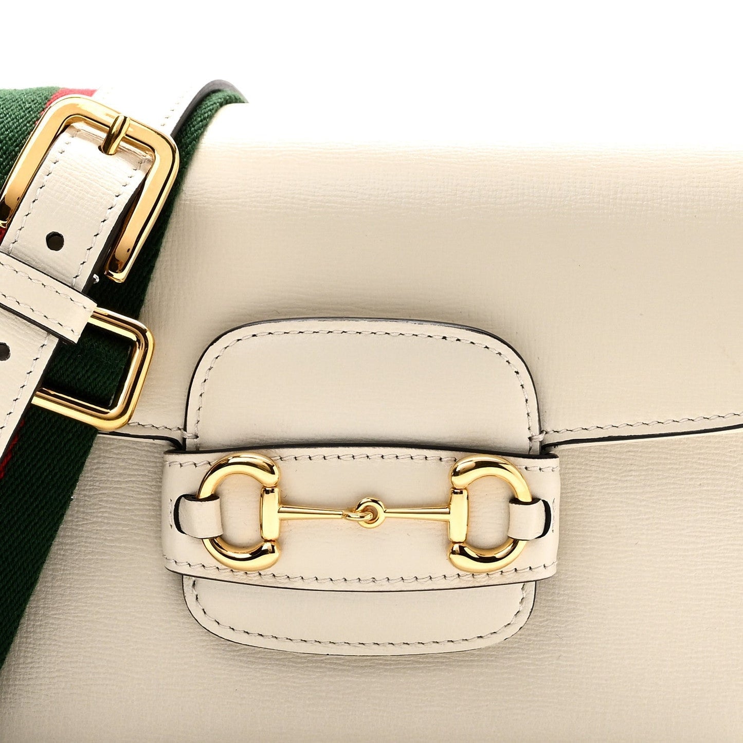 Azalea Calfskin Web Mini Horsebit 1955 Shoulder Bag Mystic White