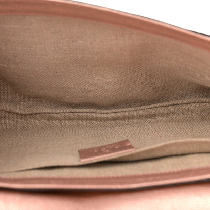 Metallic Calfskin Studded Horsebit Clutch Bag Pink