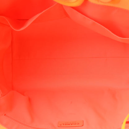 Mixed Fibers Calfskin Deauville Medium Tote Yellow Orange