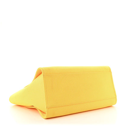 Mixed Fibers Calfskin Deauville Medium Tote Yellow Orange