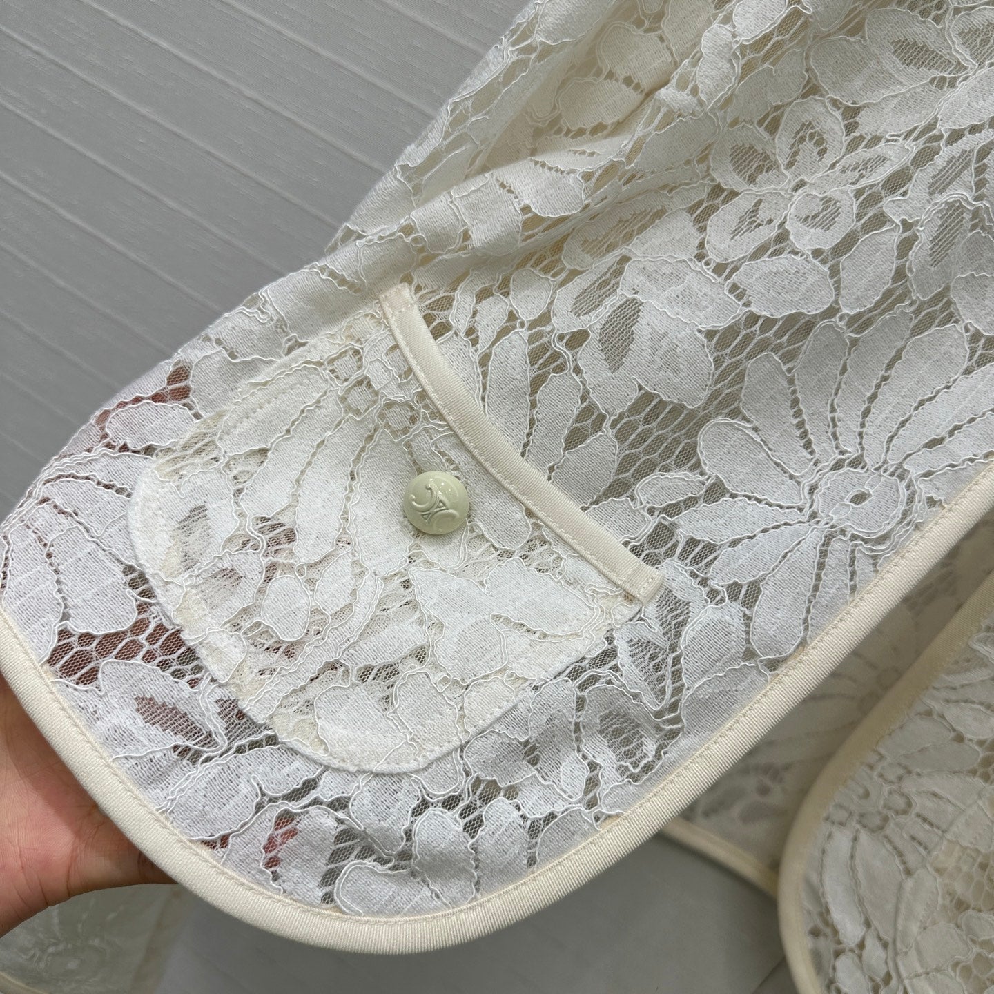Celine 25 Lace Embroidered Cardigan Jacket White polyester
