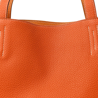 Taurillon Clemence Double Sens 36 Reversible Tote Moutarde Orange