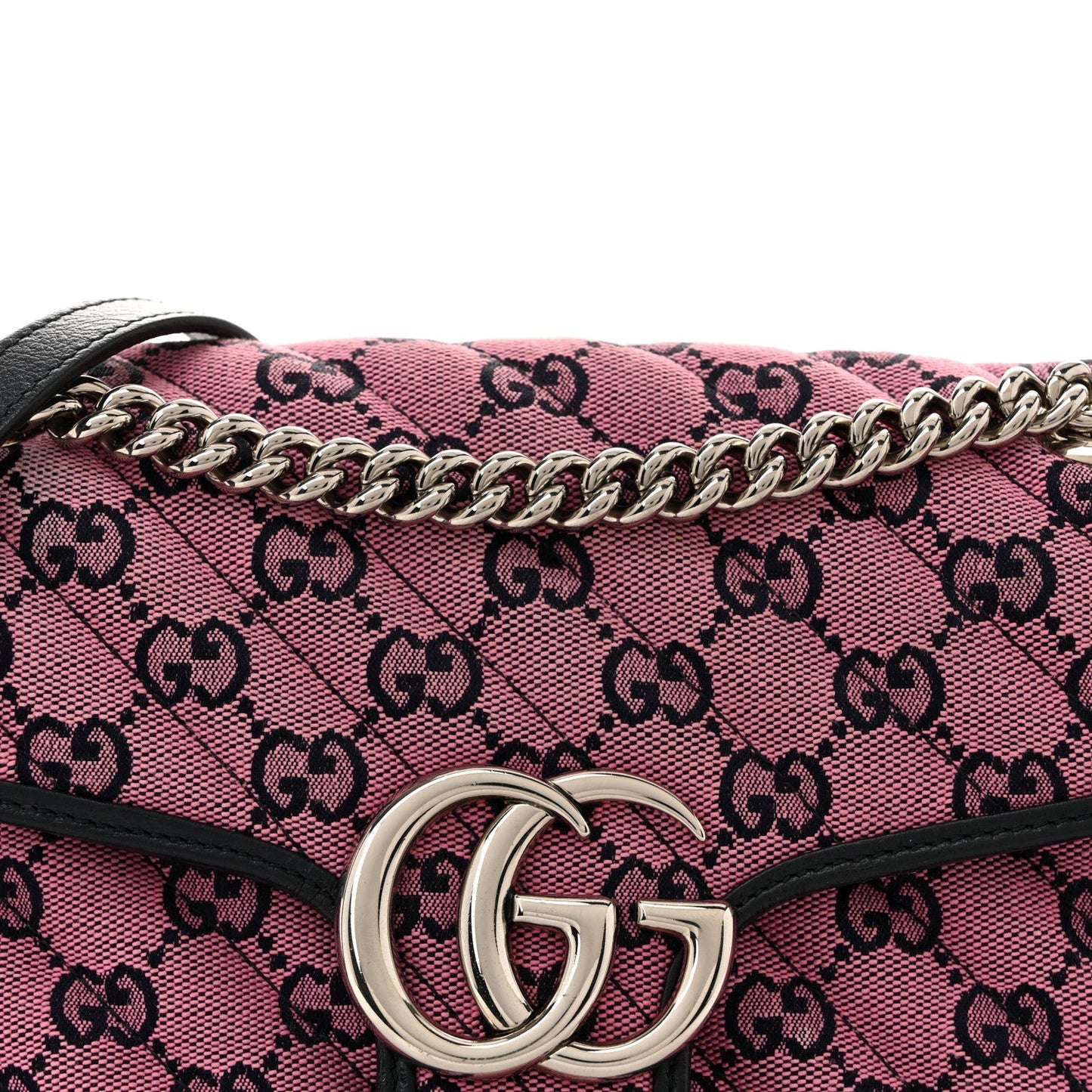 Monogram Multicolor Matelasse Diagonal Small GG Marmont Shoulder Bag Pink Blue