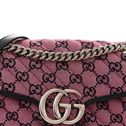Monogram Multicolor Matelasse Diagonal Small GG Marmont Shoulder Bag Pink Blue