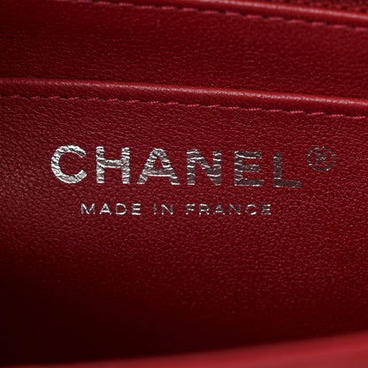 Patent Calfskin Small Camellia Flap Red