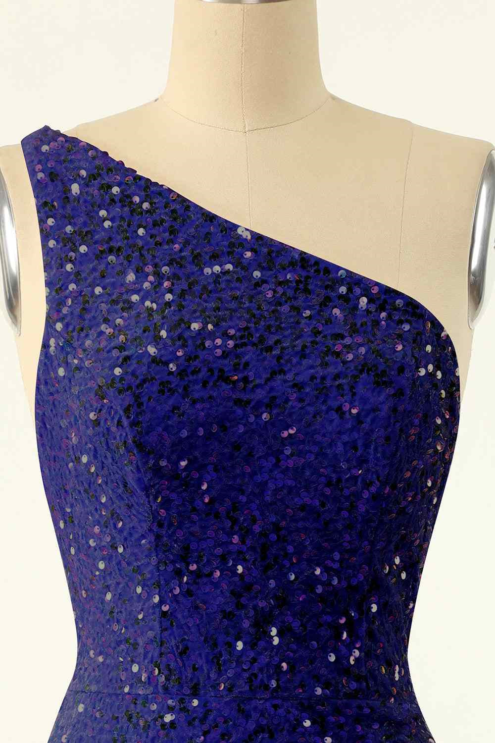 Sheath One Shoulder Sequins Strap Back Mini Homecoming Dress
