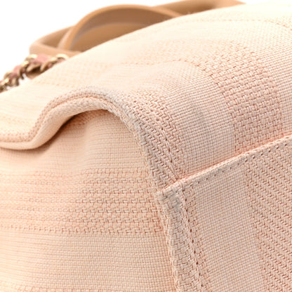 Mixed Fibers Calfskin Striped Medium Deauville Tote Light Pink