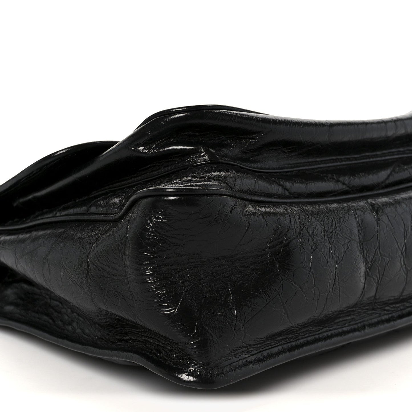 Crinkled Calfskin Matelasse Monogram Large Niki Chain Satchel Black