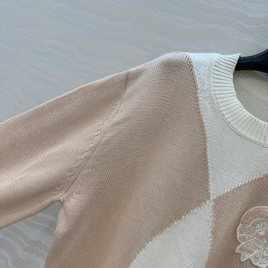 HM 25 Sweater Light Beige Mix White Cotton 02660
