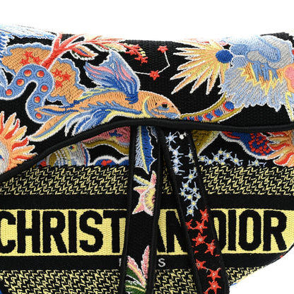 Canvas Embroidered Zodiac Fantastico Saddle Bag Black Multicolor