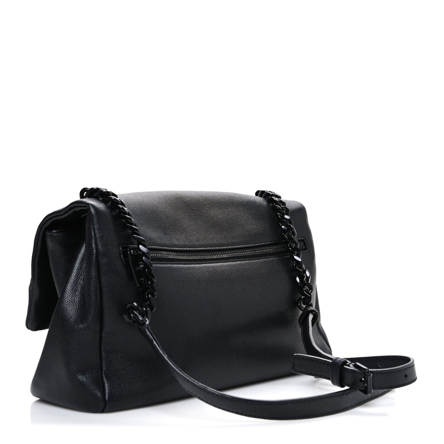 Grain De Poudre Medium West Hollywood Monogram Fold-Over Bag Black