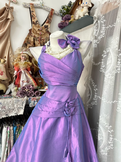 Elegant Purple Satin Long Party Dress 18th Birthday Dress SP1713