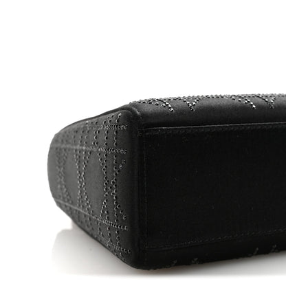 Satin Crystal Cannage Mini Lady Dior Black