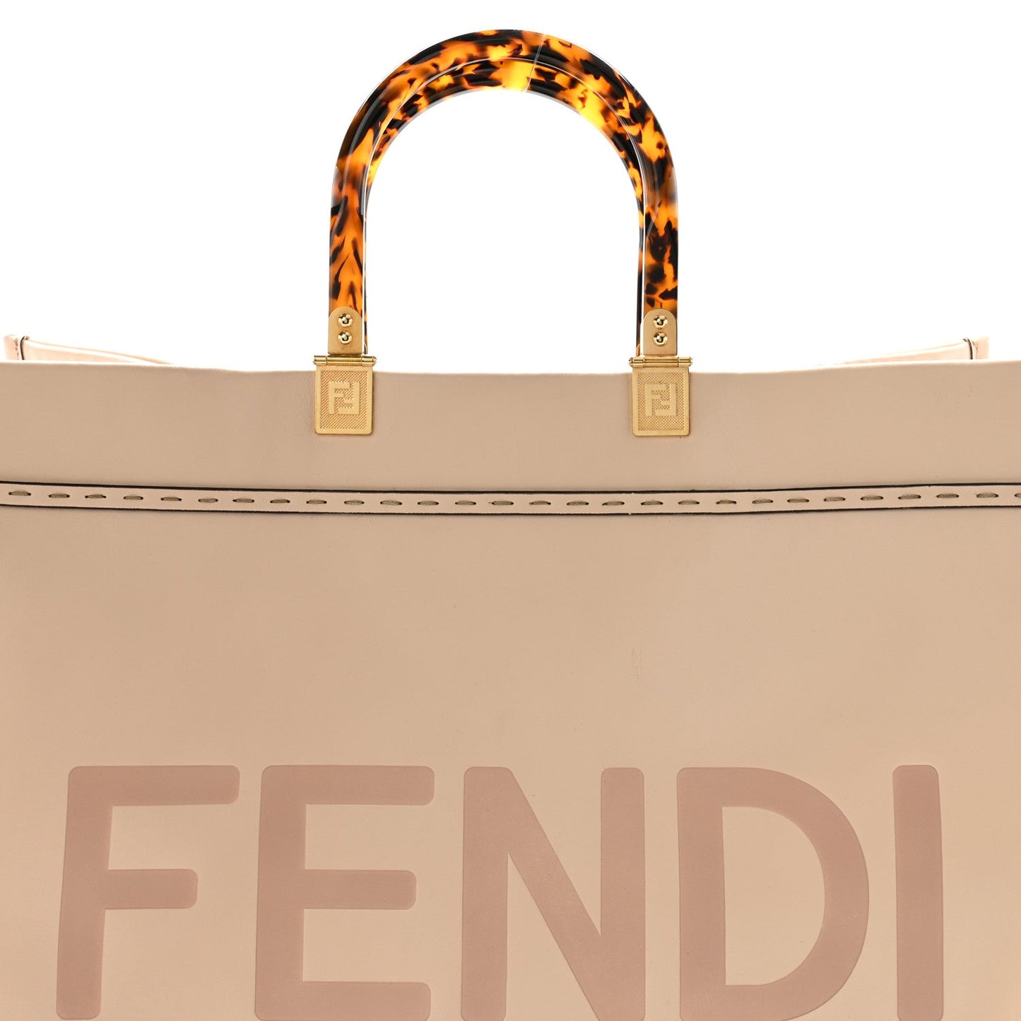 Vitello King Plexiglass Logo Embossed Large Fendi Sunshine Shopper Tote Light Rose