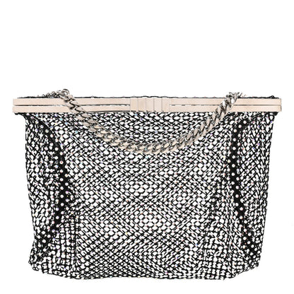 Mesh Crystal Medium Fanny Shoulder Bag Black