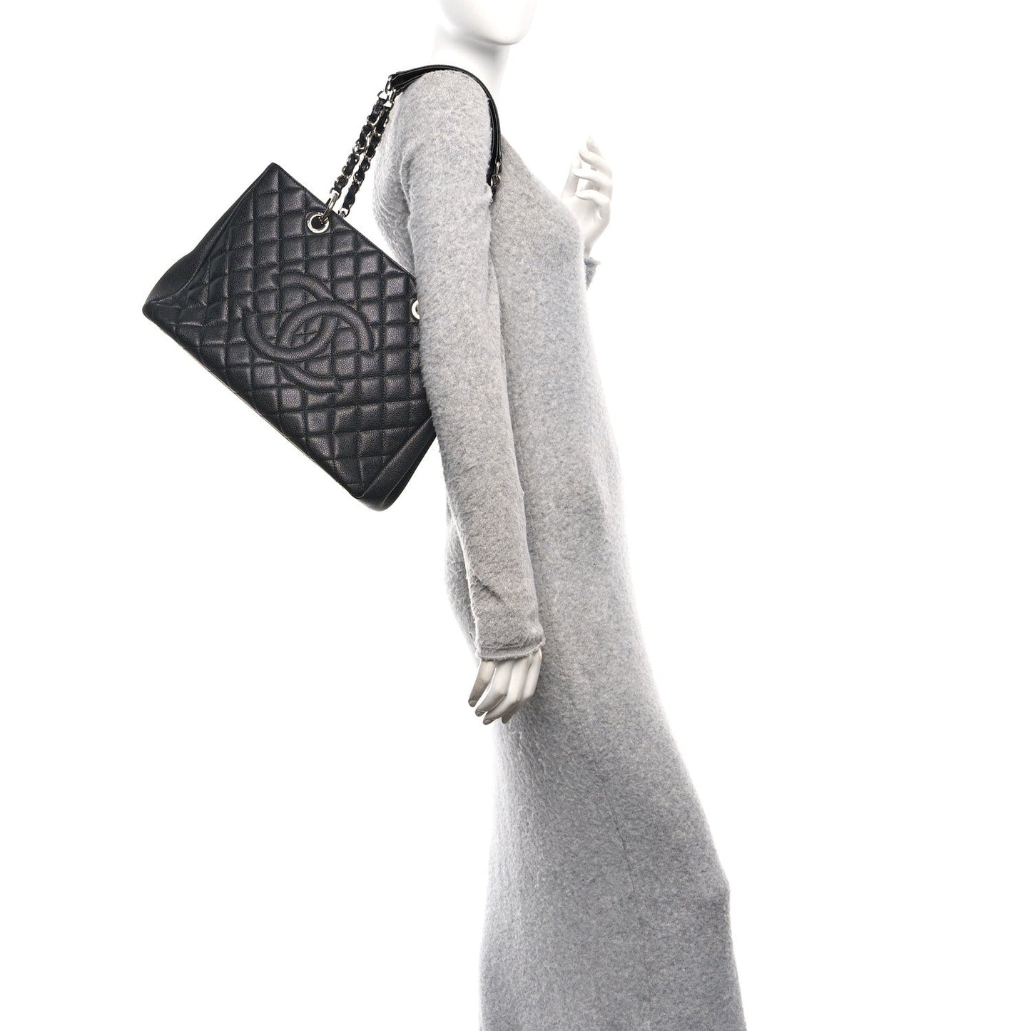 Caviar Quilted Grand Shopping Tote GST Black