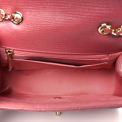 Calfskin Chevron Quilted Mini Statement Flap Pink