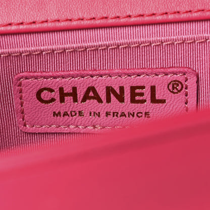 Lambskin Quilted Medium Boy Flap Fuchsia