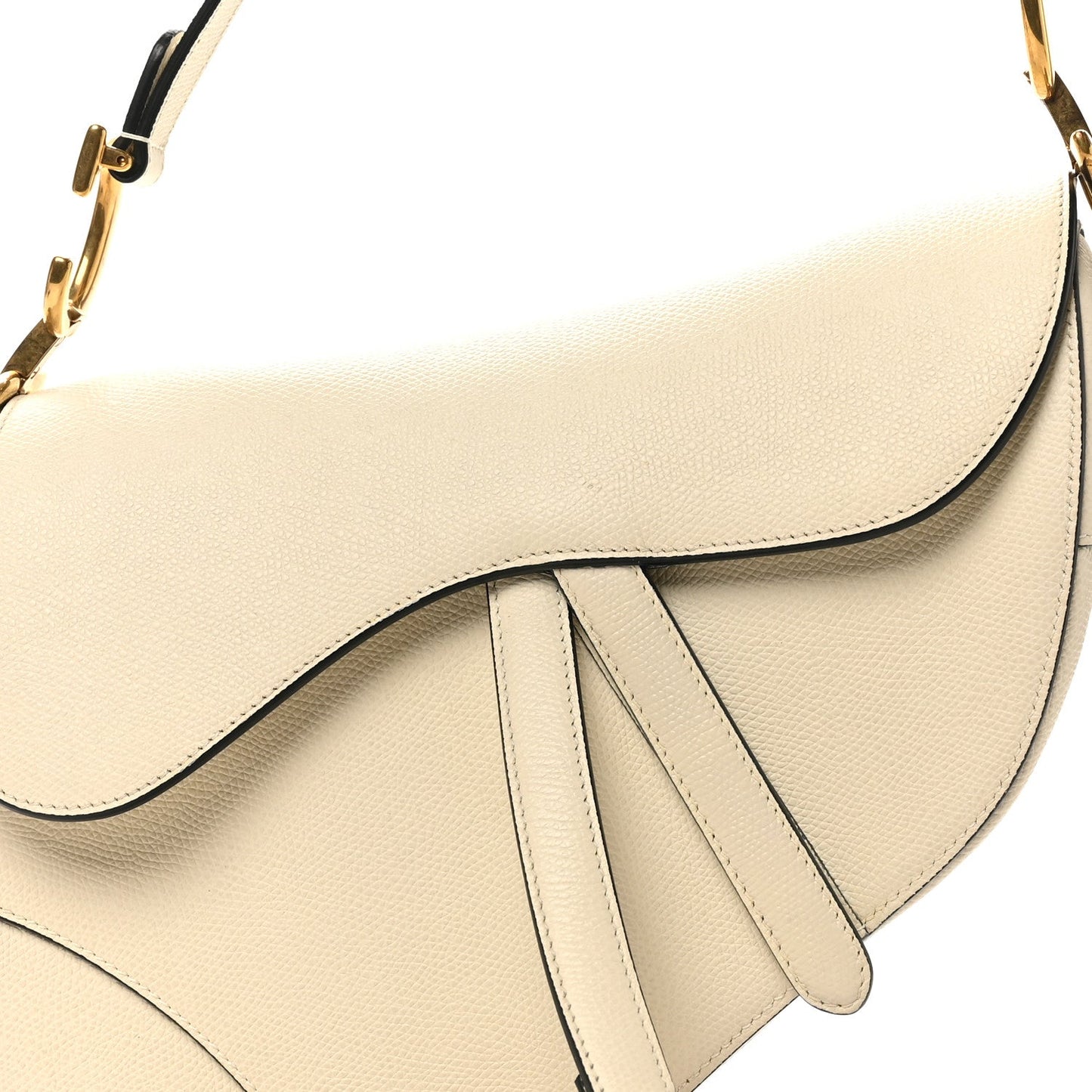 Grained Calfskin Saddle Bag White