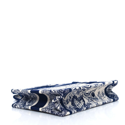 Canvas Embroidered Mini Toile De Jouy Book Tote  Blue