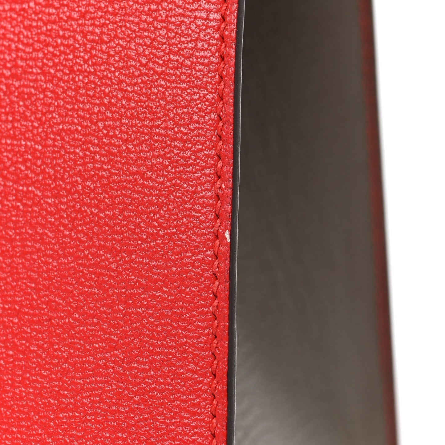 Chevre Chandra Bi-Color Horseshoe Kelly Sellier 25 Rouge De Coeur Etoupe
