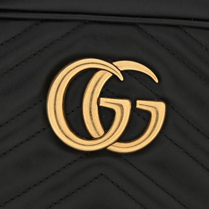 Calfskin Matelasse Small GG Marmont Chain Shoulder Bag Black