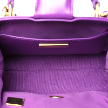 Shiny Lambskin Quilted Mini Cocodoc Top Handle Bag Purple