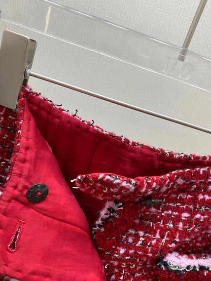 CHANEL 25S RED TWEED FOUR-POCKET SKIRT 314
