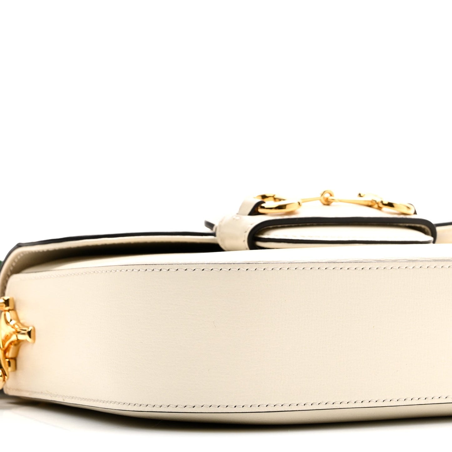 Azalea Calfskin Web Mini Horsebit 1955 Shoulder Bag Mystic White