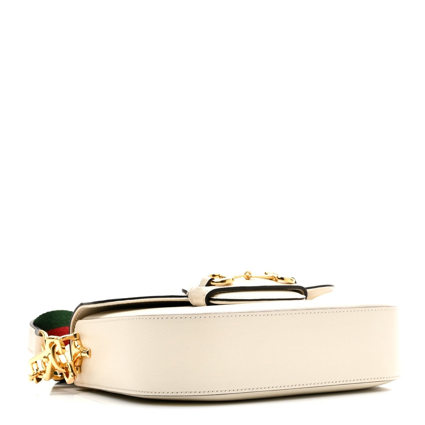 Azalea Calfskin Web Mini Horsebit 1955 Shoulder Bag Mystic White