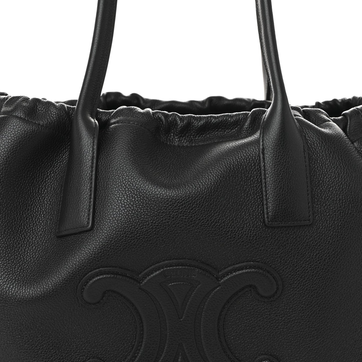 Calfskin Cuir Triomphe Cabas Drawstring Black
