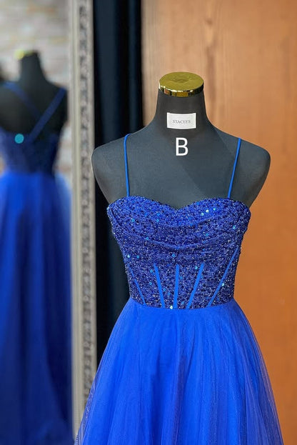 A-Line Spaghetti Straps Empire Long Party Prom Dress