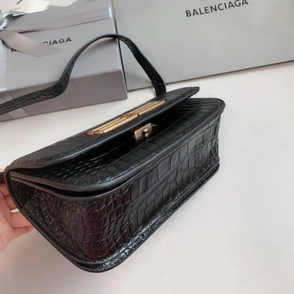 Balenciaga Gossip Small Bag Crocodile Embossed in Black Gold Hardware  23 x 12.4 x 10.4cm