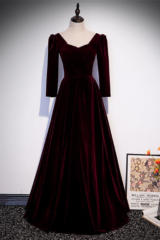 Casual Velvet A-Line Empire Floor-Length Party Prom Dress
