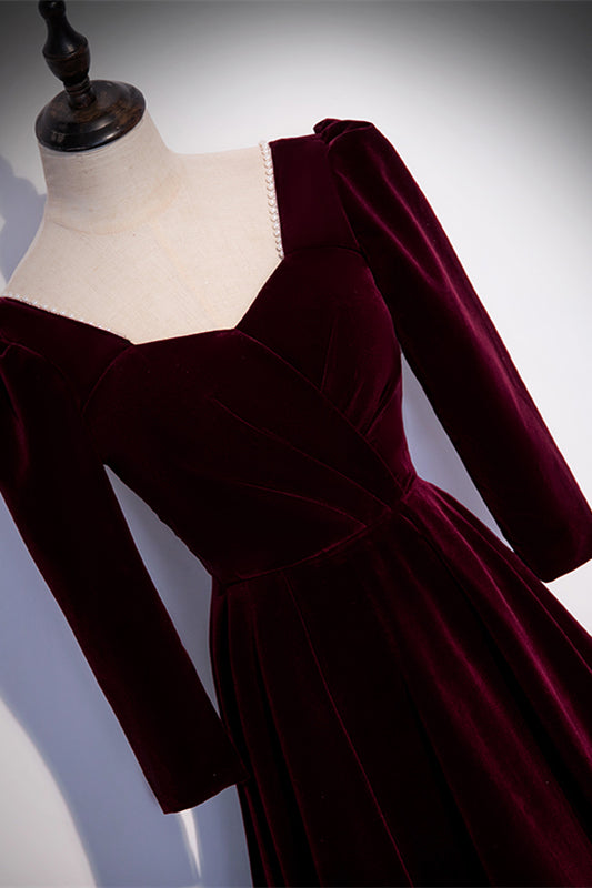 Casual Velvet A-Line Empire Floor-Length Party Prom Dress