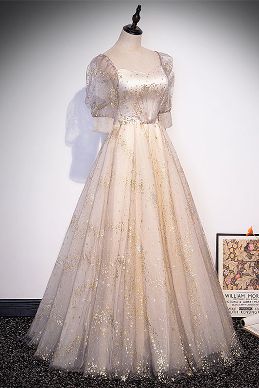 Sparkly Tulle A-Line Sweetheart Empire Floor-Length Party Prom Dress