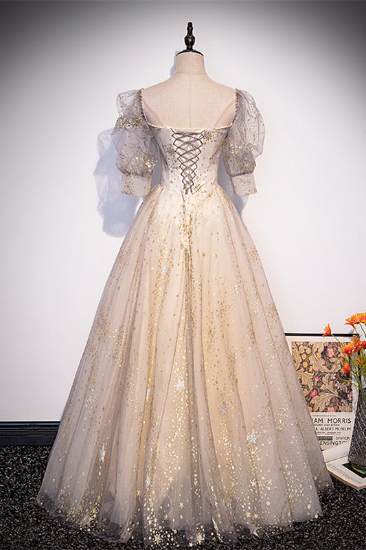 Sparkly Tulle A-Line Sweetheart Empire Floor-Length Party Prom Dress