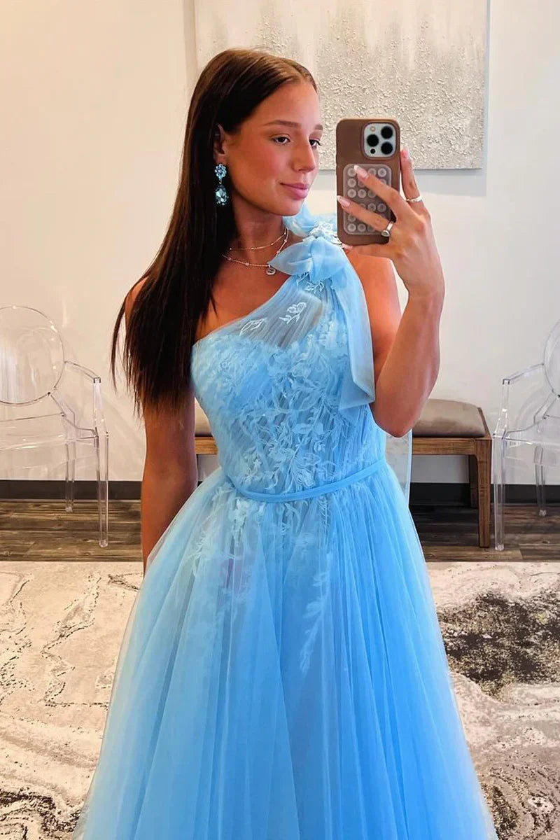 Chic A-Line One Shoulder Sleeveless Formal Party Dress